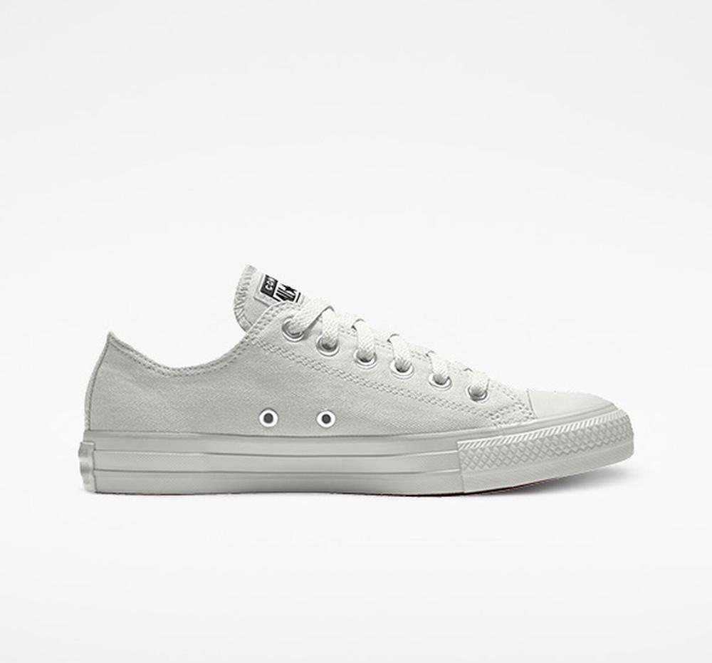 Grey Converse Custom Chuck Taylor All Star By You Unisex Men's Low Tops US | 24561-EHUO