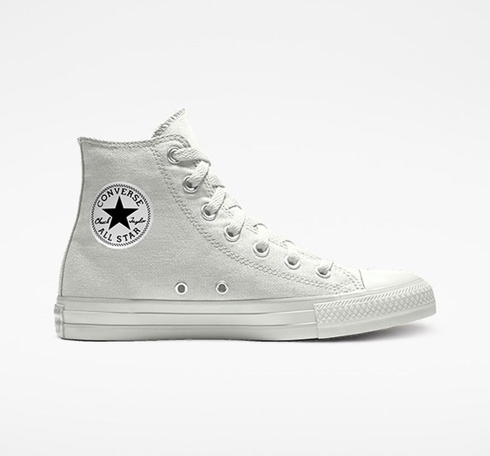 Grey Converse Custom Chuck Taylor All Star By You Unisex Men's High Tops US | 39456-LYHT