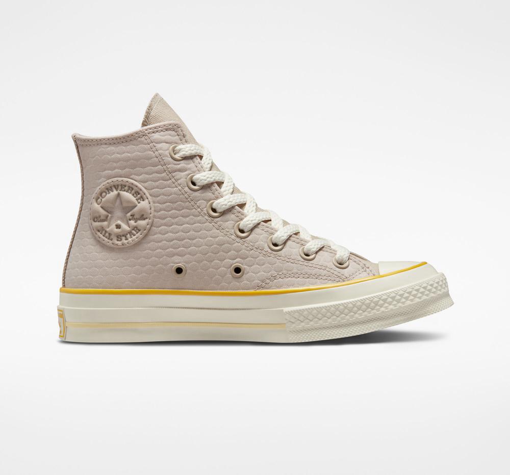 Grey Papyrus / Amarillo / Egret Converse Chuck 70 Textured Women's High Tops US | 41560-CPRF