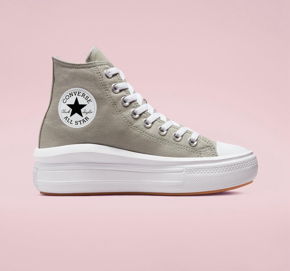 Grey Slate Sage / White Converse Chuck Taylor All Star Move High Top Women's Platform Shoes US | 45086-TNZV