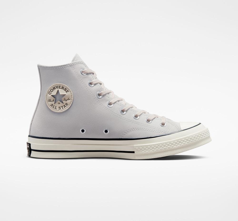 Khaki Pale Putty / Egret / Black Converse Chuck 70 Suede Unisex Men's High Tops US | 07418-MDBT