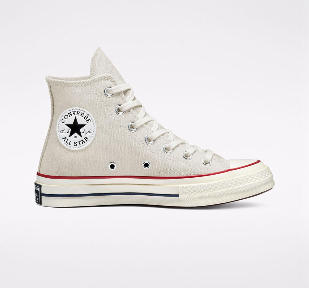 Khaki Parchment / Garnet / Egret Converse Chuck 70 Vintage Canvas Unisex Men's High Tops US | 06125-TSCJ