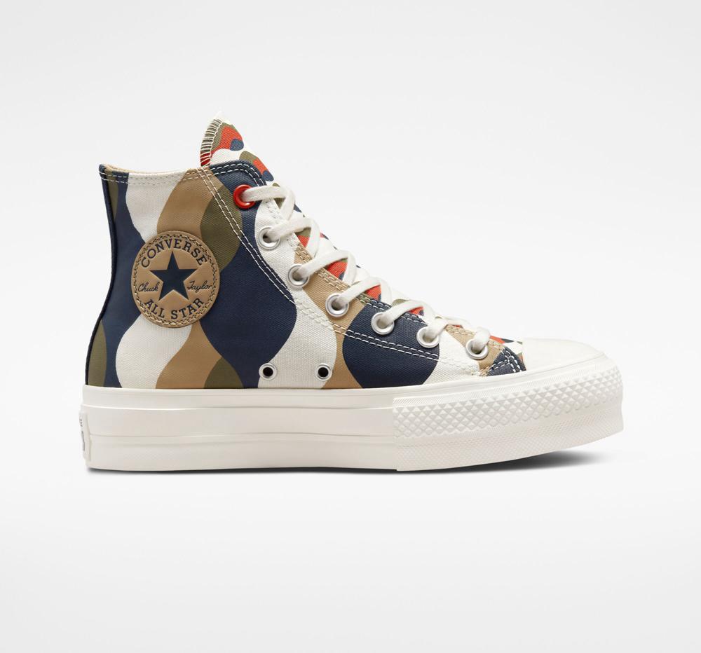 Multicolor Obsidian / Nomad Khaki / Utility Converse Chuck Taylor All Star Lift Platform Twisted Classics Women's High Tops US | 15042-HIPS