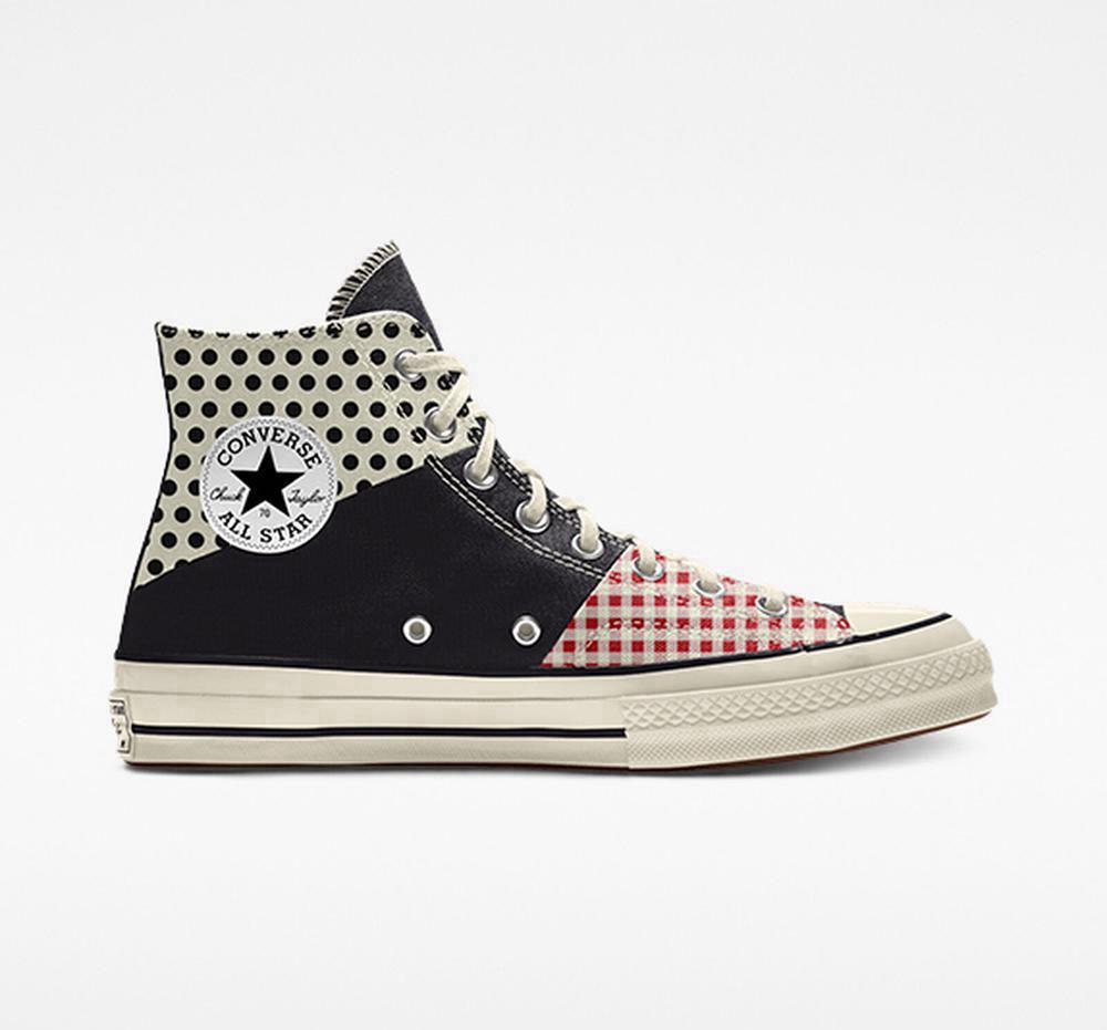 Multicolor Polkadots Converse Custom Chuck 70 Patchwork By You Unisex Men's High Tops US | 06281-FNPG