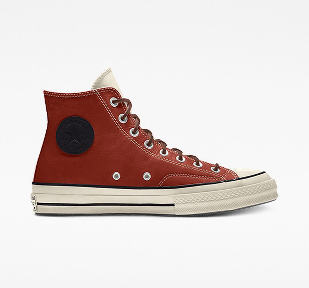 Orange Converse Custom Chuck 70 Leather By You Unisex Men's High Tops US | 13649-SRHP