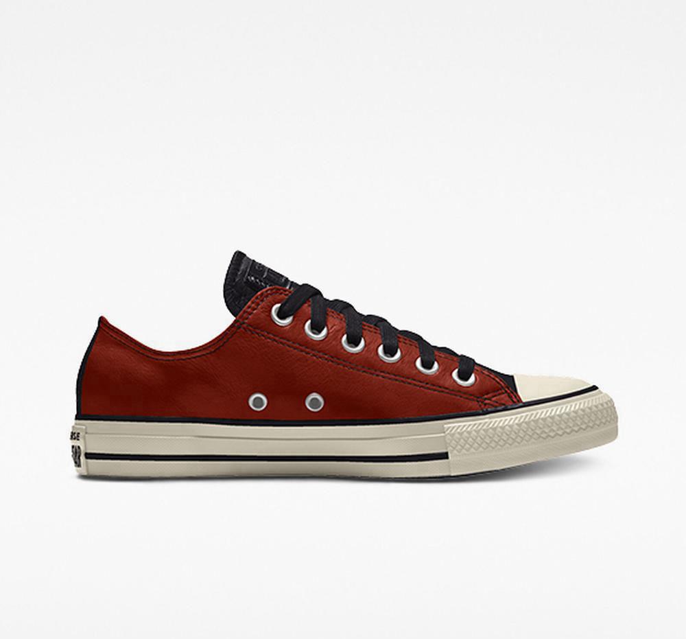 Orange Converse Custom Chuck Taylor All Star Leather By You Unisex Men's Low Tops US | 40376-JYPF