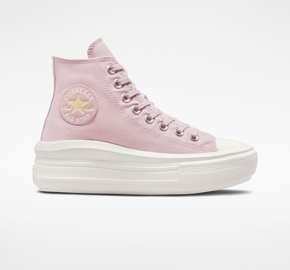 Pink Stone Mauve / Egret / Lemon Drop Converse Chuck Taylor All Star Move High Top Women's Platform Shoes US | 06132-BLFA