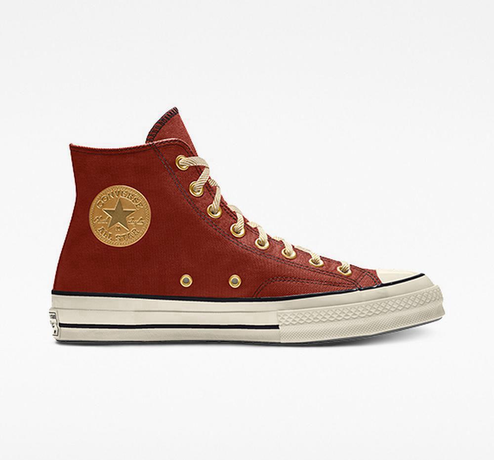 Rugged Orange Holidaylace Converse Custom Chuck 70 Vintage Canvas By You Unisex Men's High Tops US | 65790-OVZI