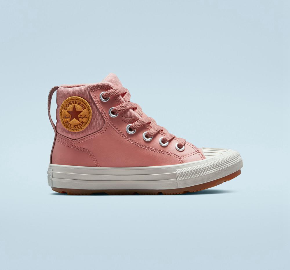 Rust Pink / Rust Pink / Pale Putty Converse Leather Chuck Taylor All Star Berkshire Boot Color Little Kids Girls' High Tops US | 06753-ODNY