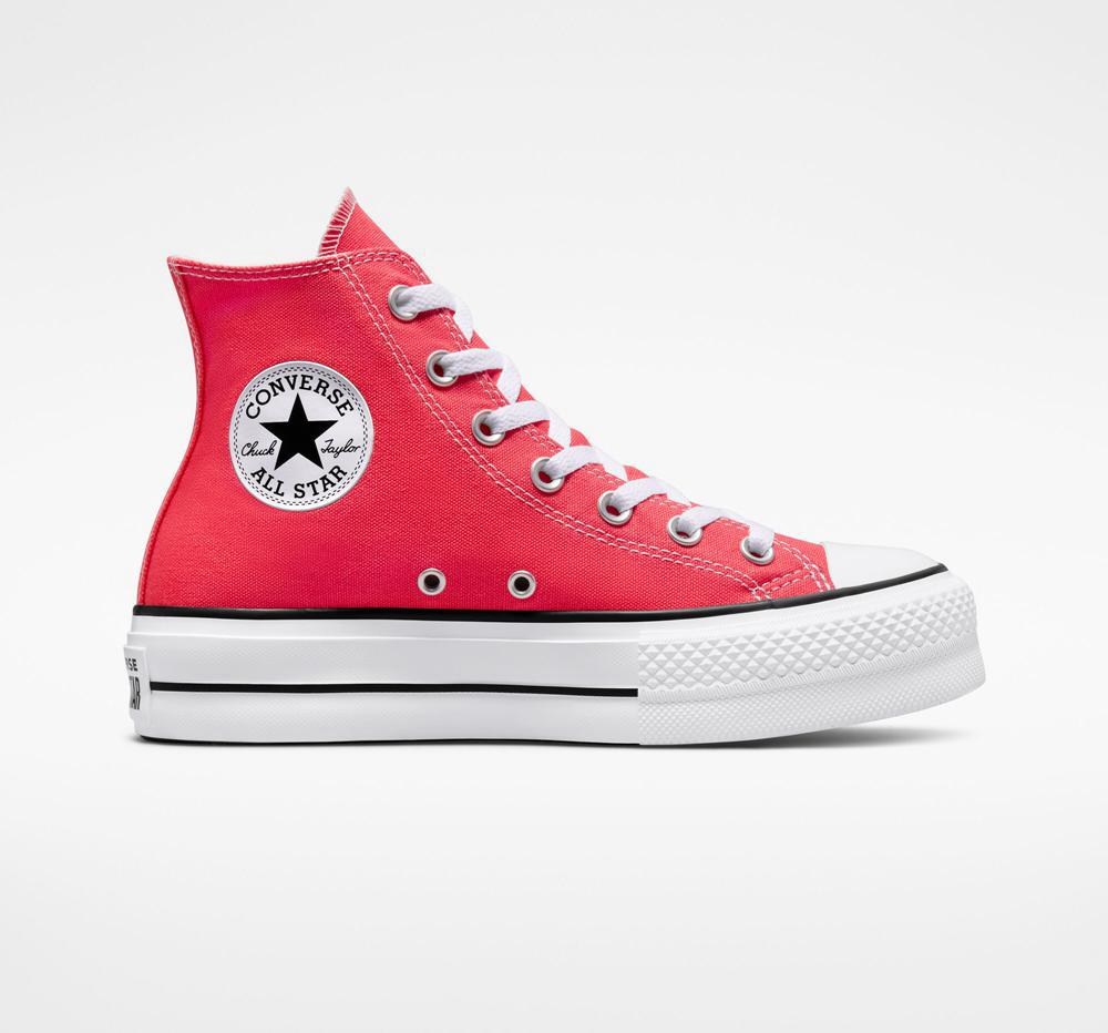 Ultra Red Converse Chuck Taylor All Star Lift Platform Surplus Canvas Women's High Tops US | 09762-LWPZ