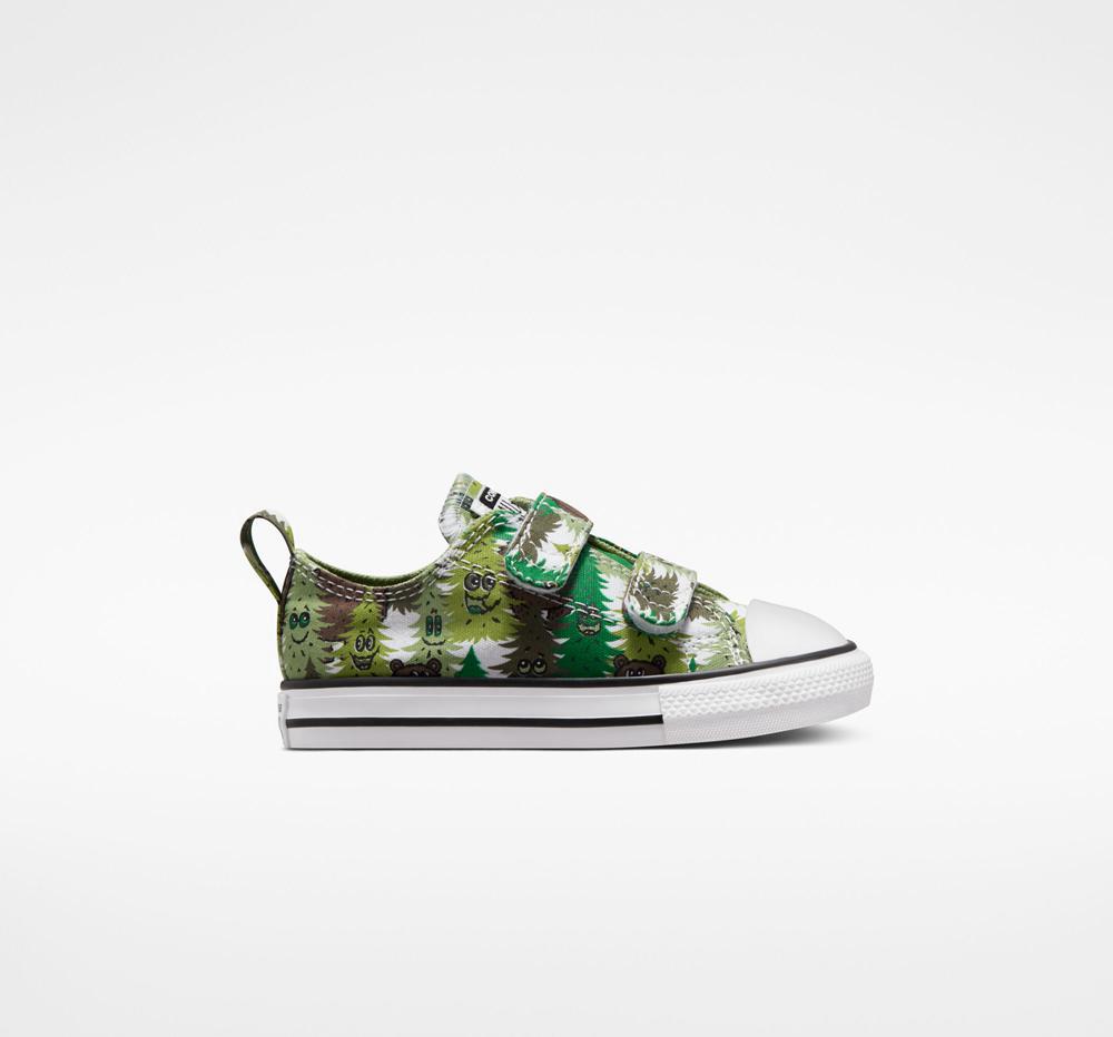 White / Aloe Green / Green Converse Chuck Taylor All Star Easy On Forest Camo Toddler Girls' Low Tops US | 94205-IWDZ