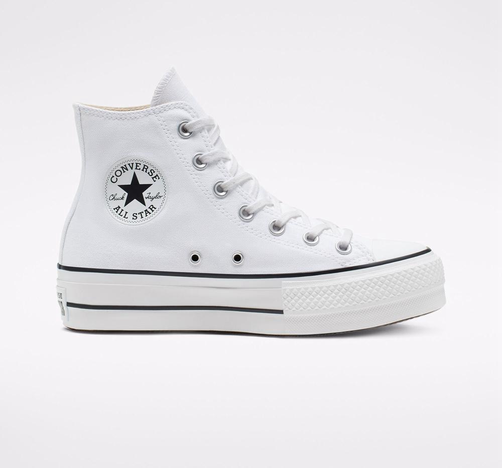 White / Black / White Converse Chuck Taylor All Star Lift Platform Canvas Women's High Tops US | 03456-MEAR