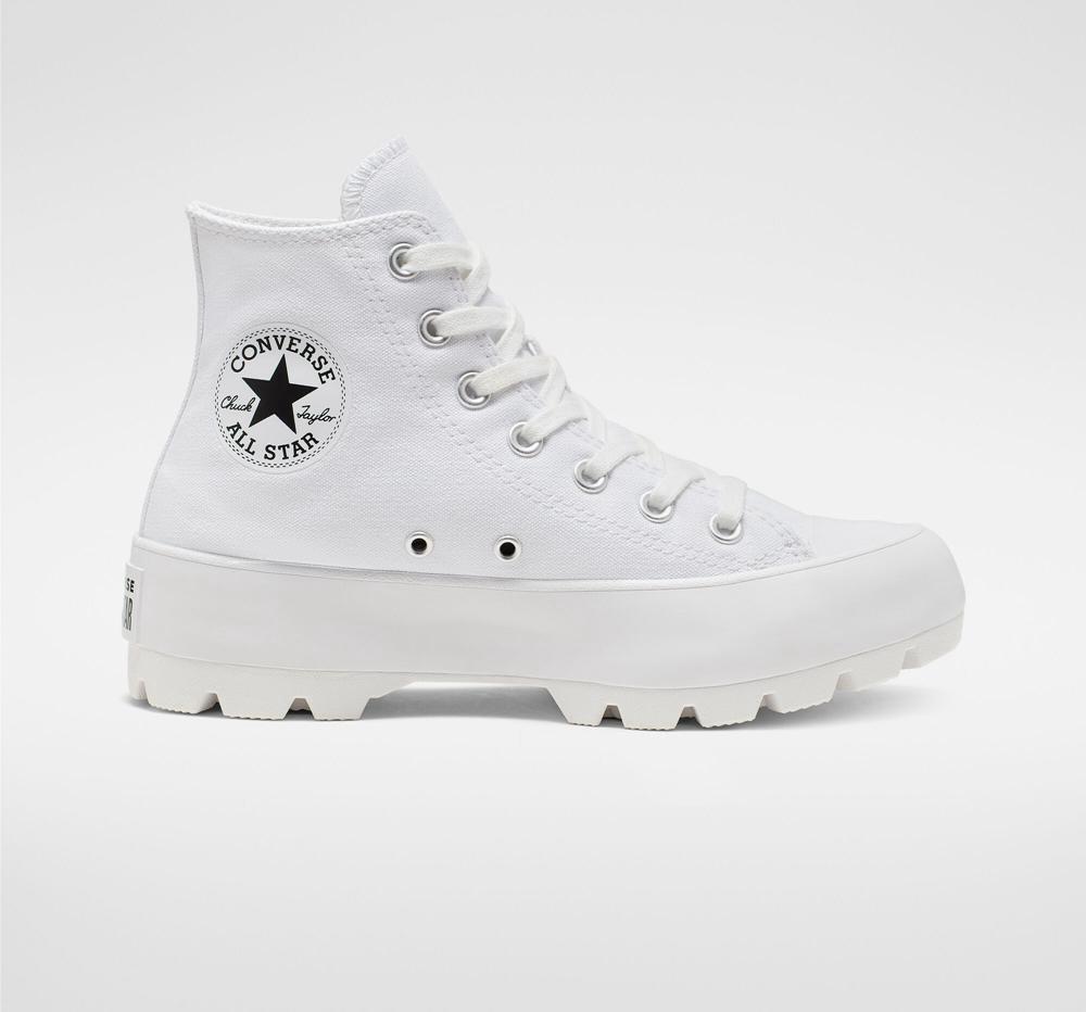 White / Black / White Converse Chuck Taylor All Star Lugged High Top Women's Platform Shoes US | 21954-QJOI