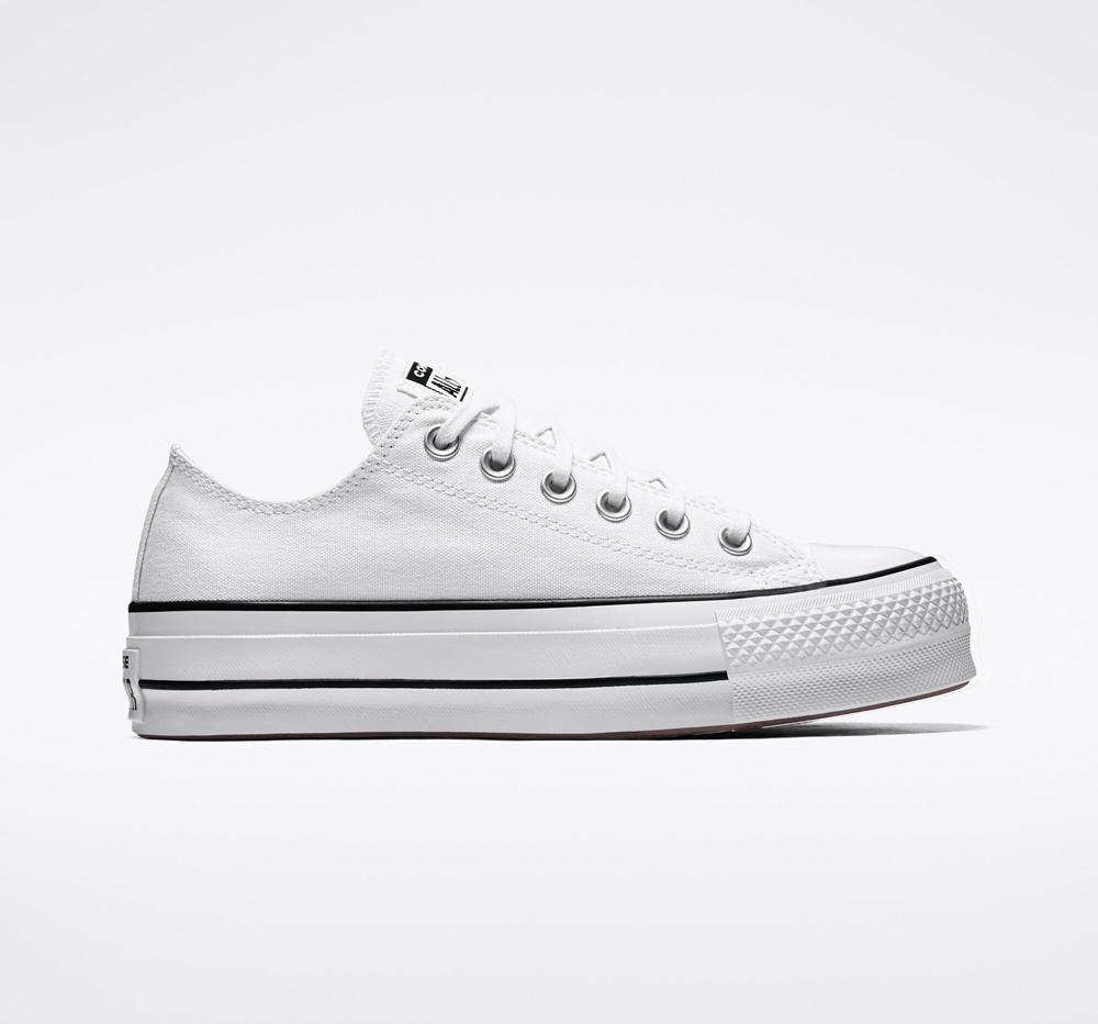 White / Black / White Converse Chuck Taylor All Star Lift Platform Canvas Women's Low Tops US | 81796-BAKE