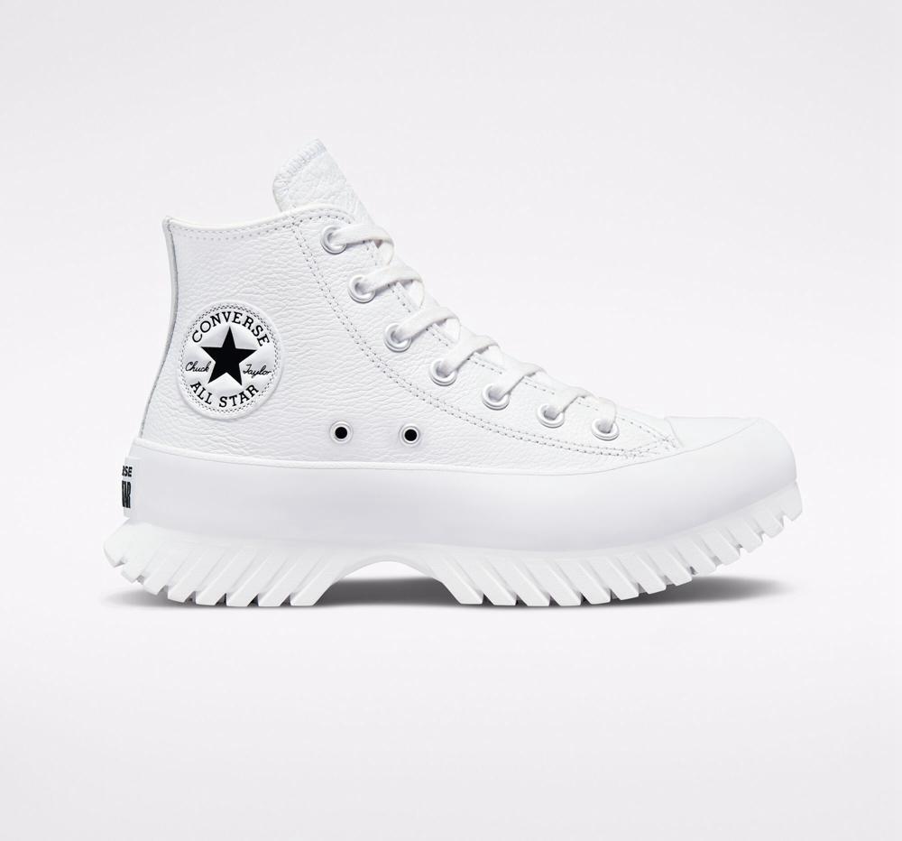 White / Egret / Black Converse Chuck Taylor All Star Lugged 2.0 Leather Unisex Men's Boots US | 10578-MIPD