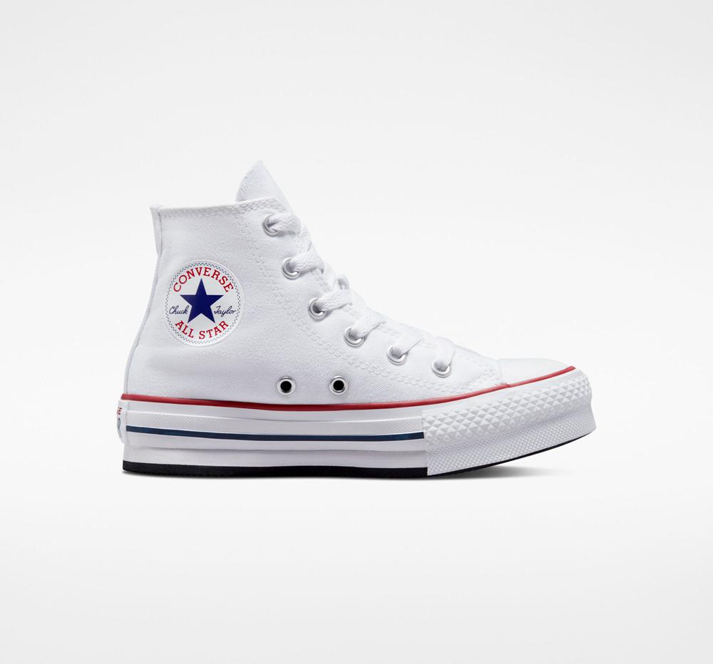 White / Garnet / Navy Converse Chuck Taylor All Star Lift Platform Little Kids Girls' High Tops US | 79432-PKXM