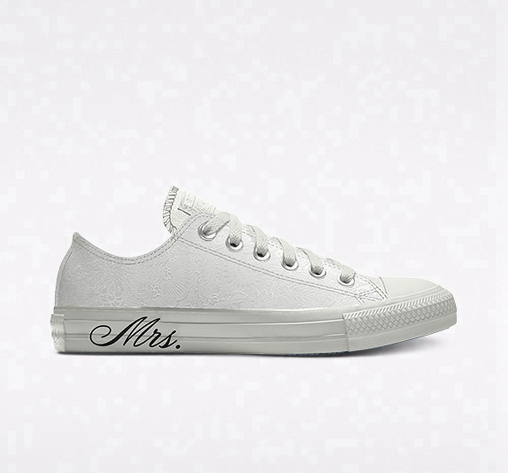 White Lace Converse Custom Chuck Taylor All Star Premium Wedding By You Unisex Men's Low Tops US | 82630-CORV