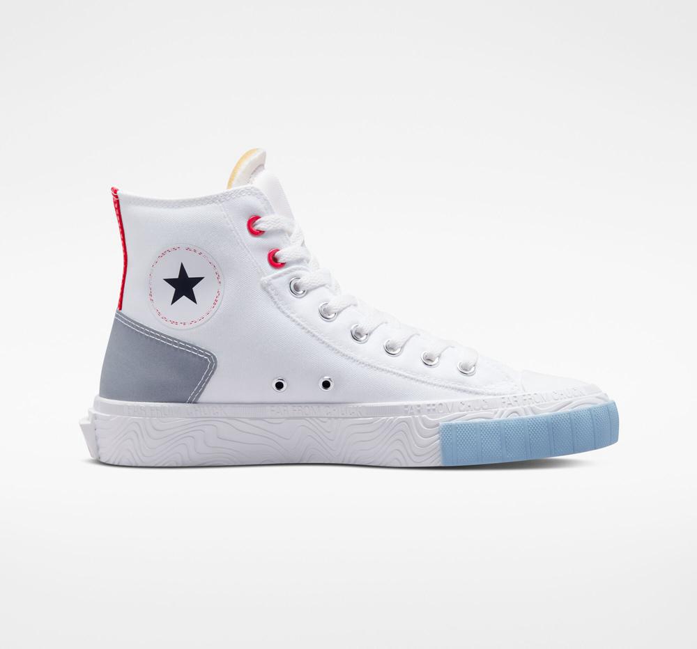 White / Red / Lt Armory Blue Converse Chuck Taylor Alt Star Reflective Shine Unisex Men's High Tops US | 24716-JZWG