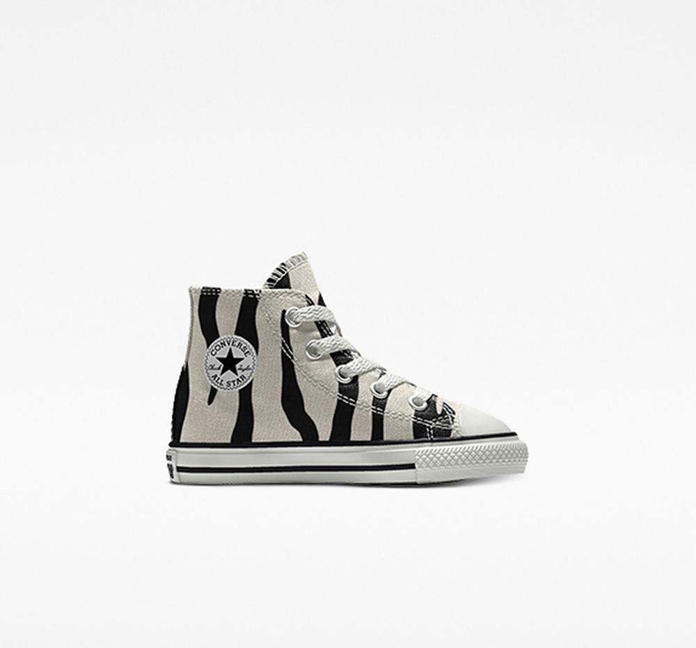 Zebra Black / White Converse Custom Chuck Taylor All Star By You Toddler Boys' High Tops US | 79504-HAIN