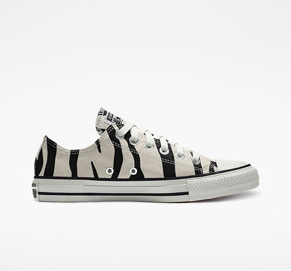 Zebra Black / White Converse Custom Chuck Taylor All Star By You Unisex Women's Low Tops US | 94018-AVOJ