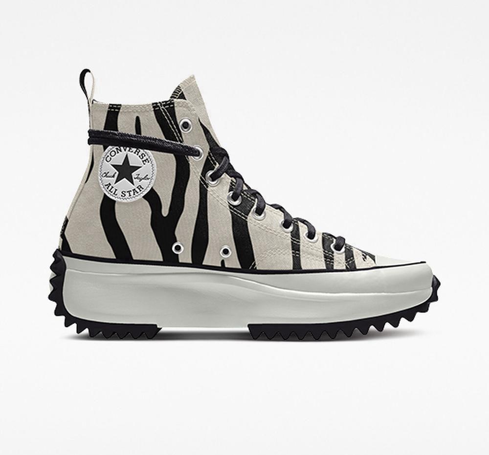 Zebra Black / White Converse Custom Run Star Hike By You Unisex Men's High Tops US | 14852-WYDF