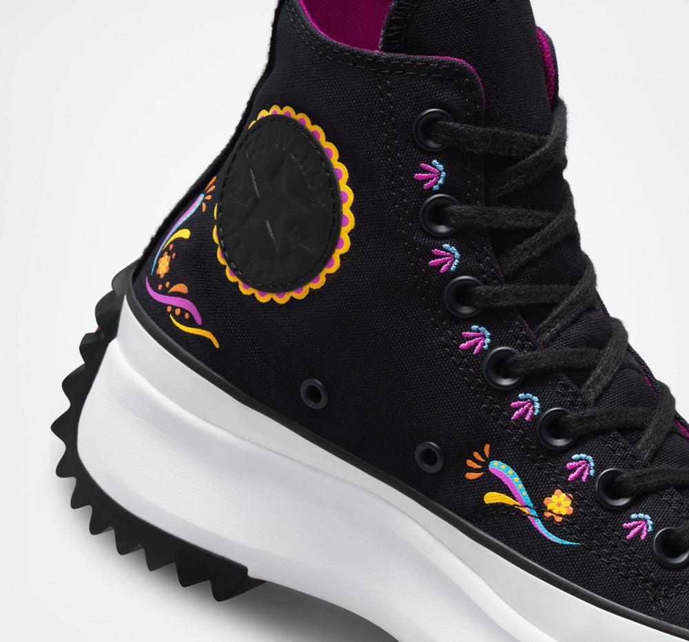 Black / Active Fuchsia / Amarillo Converse Run Star Hike Platform D%C3%Ada De Muertos Unisex Women's High Tops  US |  14738-REPA