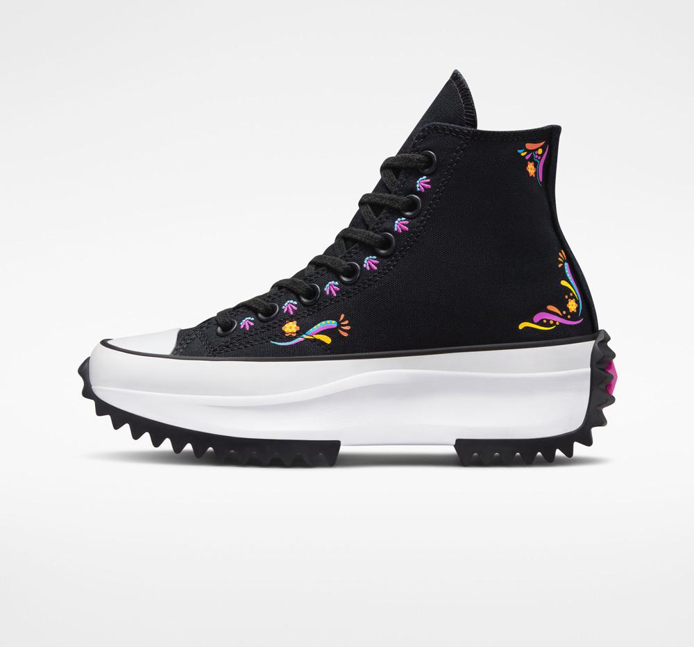 Black / Active Fuchsia / Amarillo Converse Run Star Hike D%C3%Ada De Muertos Unisex High Top Women's Platform Shoes  US |  71045-FLOX