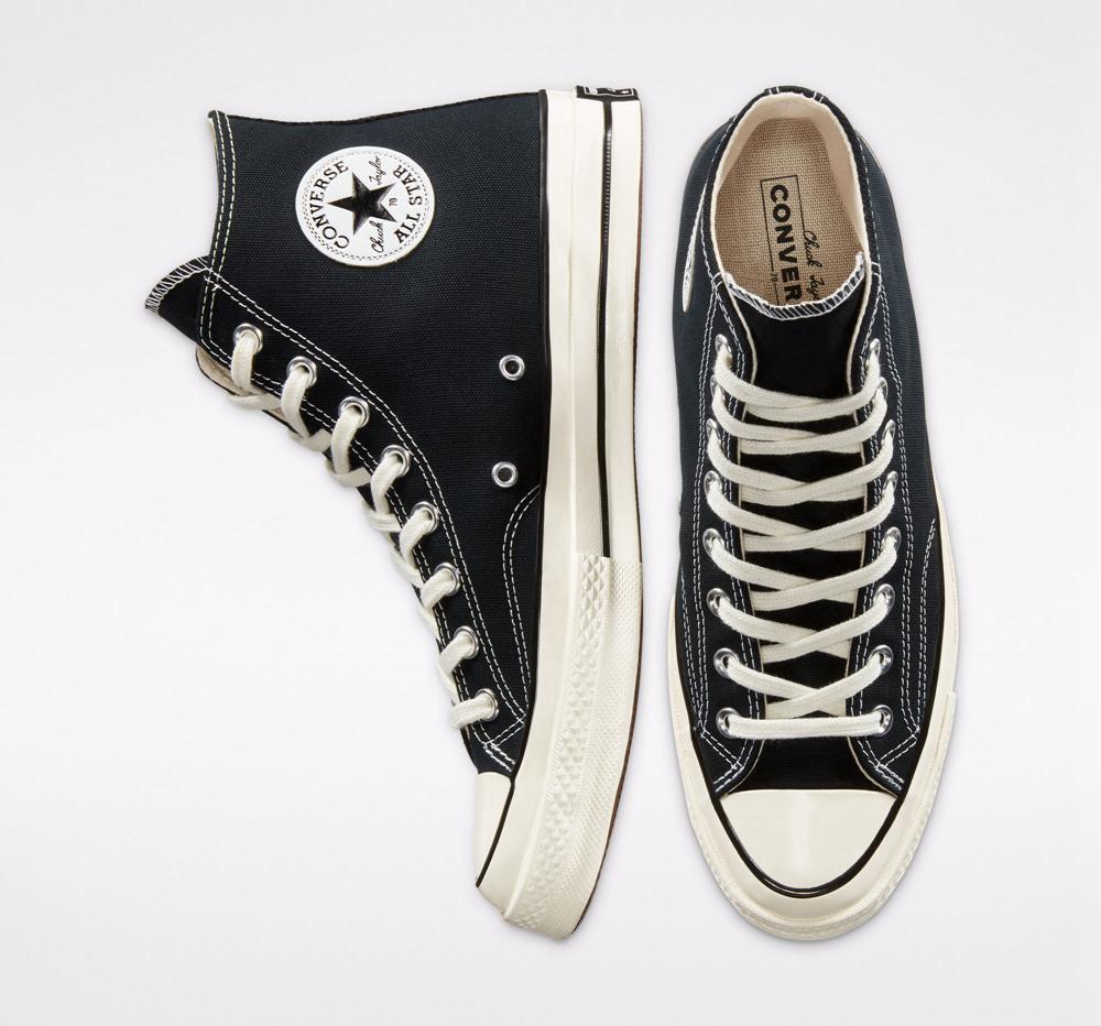 Black / Black / Egret Converse Chuck 70 Vintage Canvas Unisex Women's High Tops  US |  01368-WINR