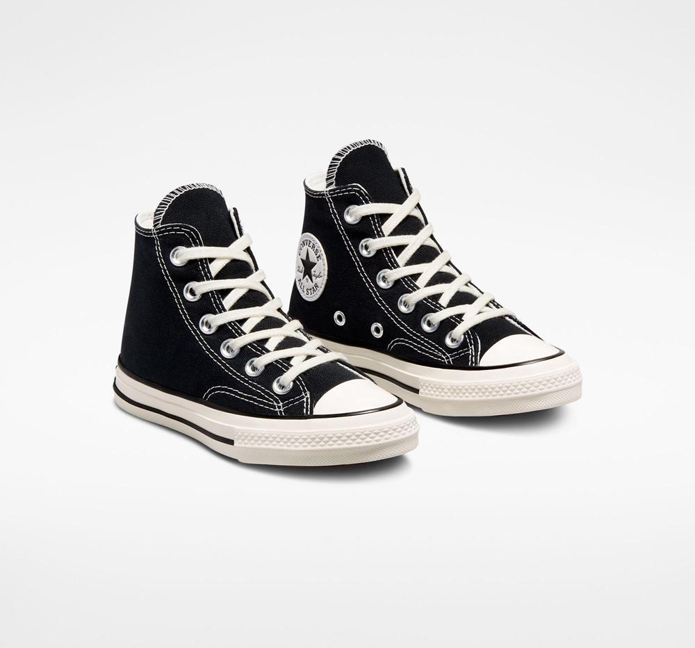 Black / Black / Egret Converse Chuck 70 Vintage Canvas Little Kids Boys' High Tops  US |  78026-RQUG