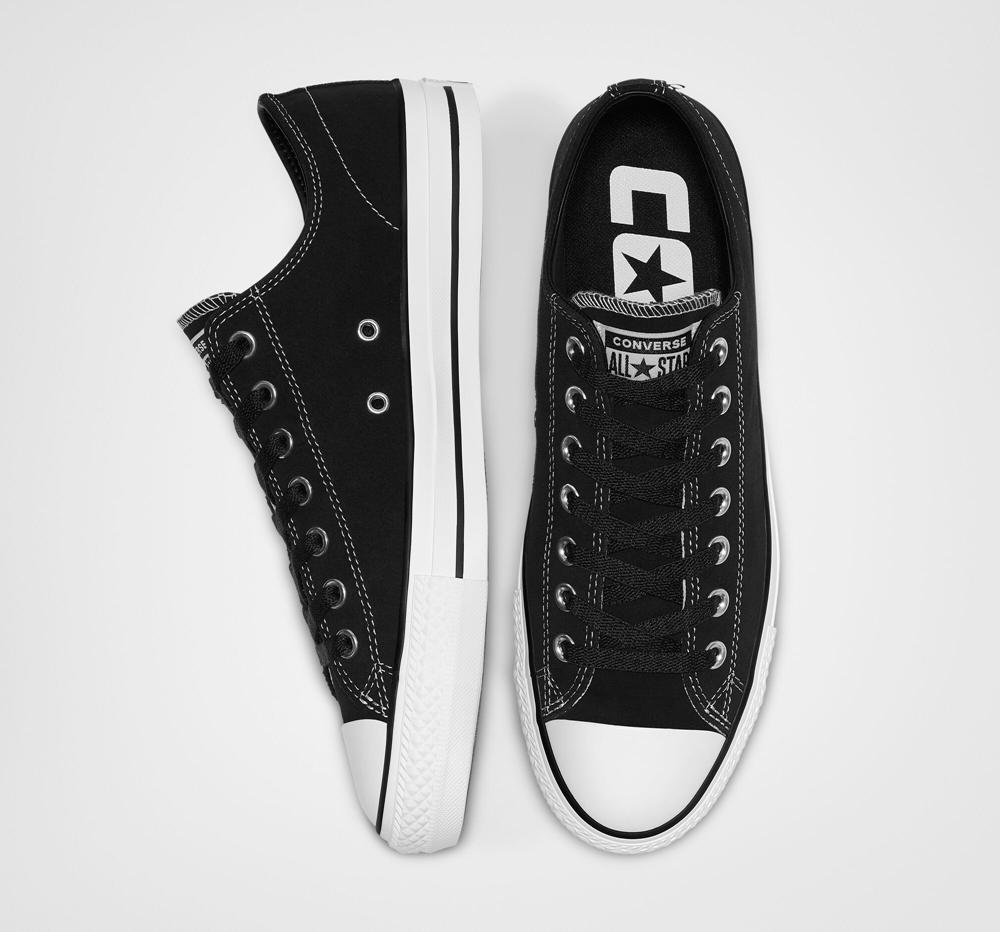 Black / Black / White Converse Cons Chuck Taylor All Star Pro Suede Skate Men's Low Tops  US |  56317-XDFZ