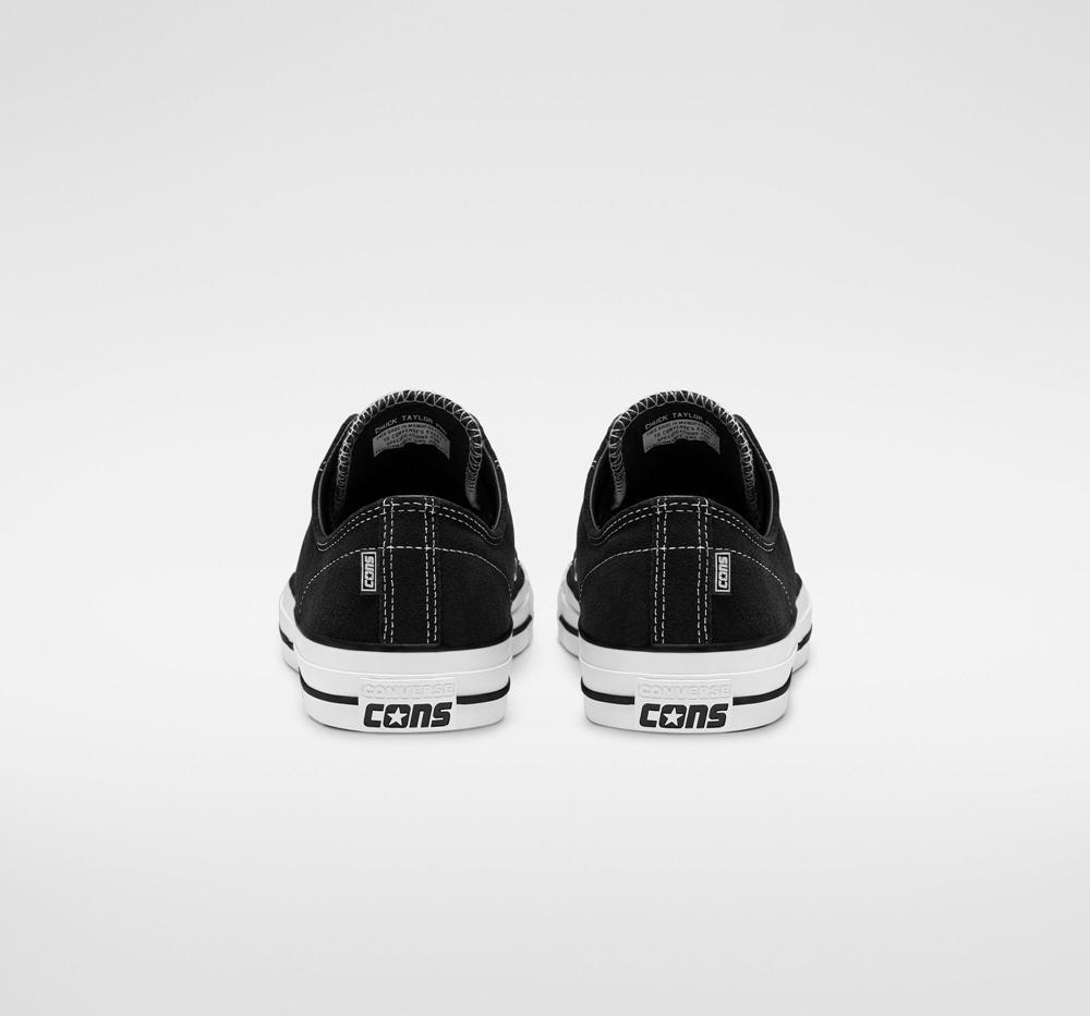 Black / Black / White Converse Cons Chuck Taylor All Star Pro Suede Skate Men's Low Tops  US |  56317-XDFZ