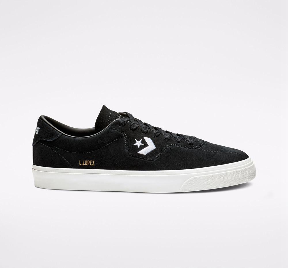 Black / Black / White Converse Cons Louie Lopez Pro Skate Women\'s Low Tops  US |  02871-BHGD