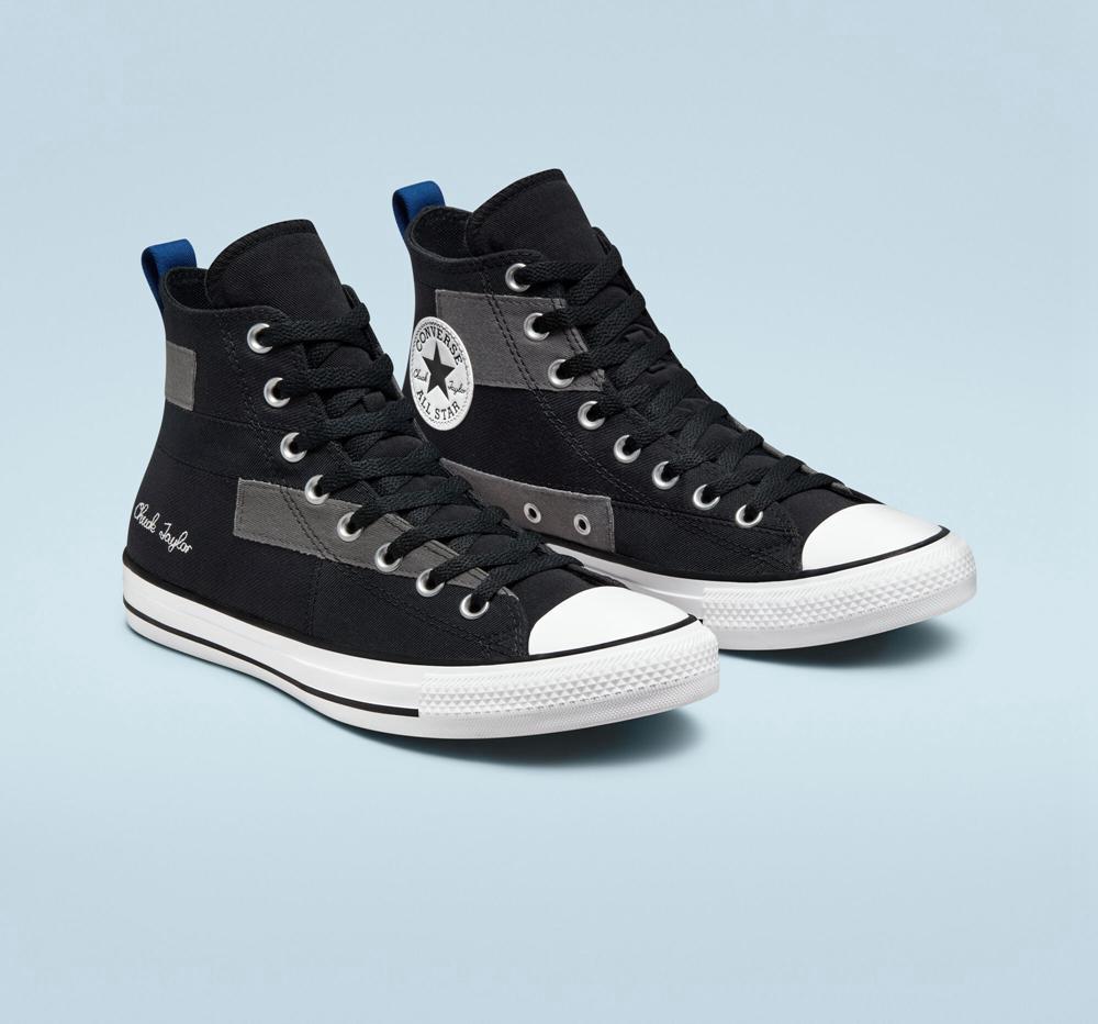 Black / Blue / White Converse Chuck Taylor All Star Desert Patchwork Unisex Women's High Tops  US |  41867-XHZA