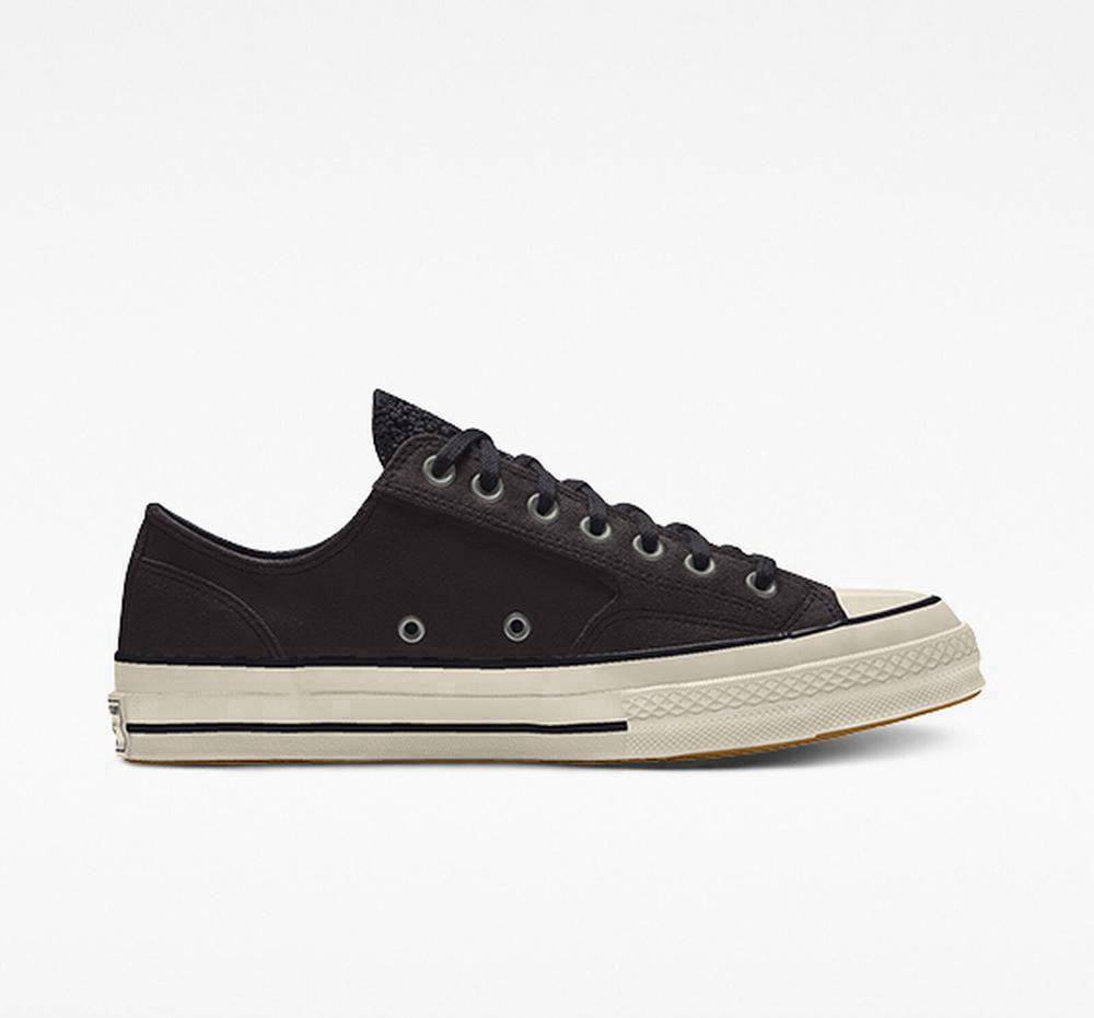 Black Converse Custom Chuck 70 Suede By You Unisex Men\'s Low Tops  US |  75814-THYA