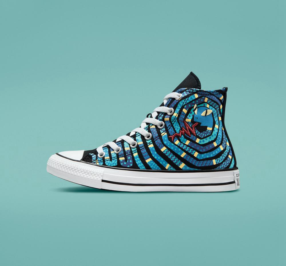 Black / Dk Purple Dust Converse Chuck Taylor All Star Snake Big Kids Girls' High Tops  US |  34072-ZICY