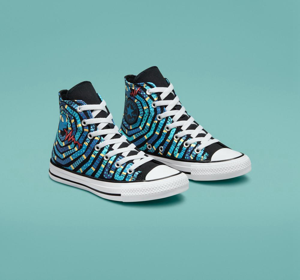 Black / Dk Purple Dust Converse Chuck Taylor All Star Snake Big Kids Girls' High Tops  US |  34072-ZICY