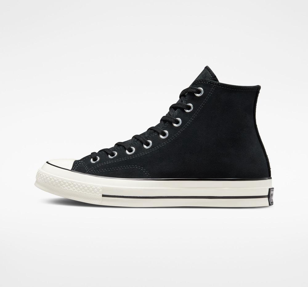 Black / Egret / Black Converse Chuck 70 Suede Unisex Women's High Tops  US |  68105-APUK