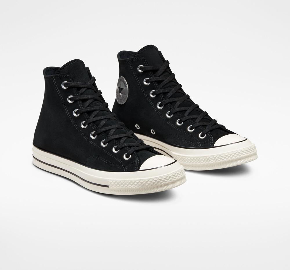 Black / Egret / Black Converse Chuck 70 Suede Unisex Women's High Tops  US |  68105-APUK