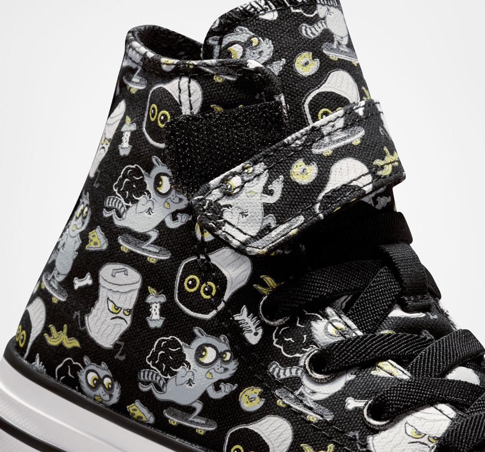 Black / Iron Grey / Ash Stone Converse Chuck Taylor All Star Easy On Raccoons Little Kids Girls' High Tops  US |  86143-YMGJ