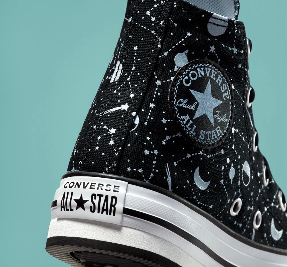 Black / Lt Armory Blue / White Converse Chuck Taylor All Star Eva Lift Platform Constellations Big Kids Girls' High Tops  US |  58740-GQCL