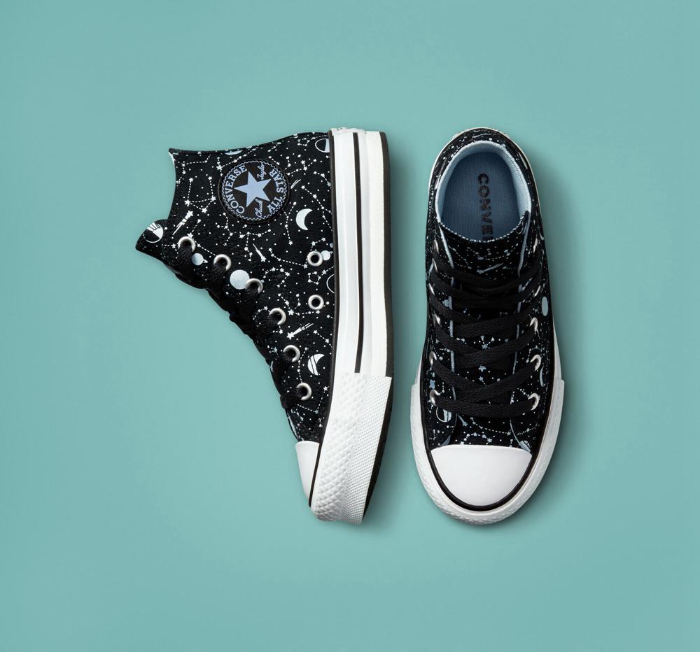 Black / Lt Armory Blue / White Converse Chuck Taylor All Star Eva Lift Platform Constellations Big Kids Girls' High Tops  US |  58740-GQCL