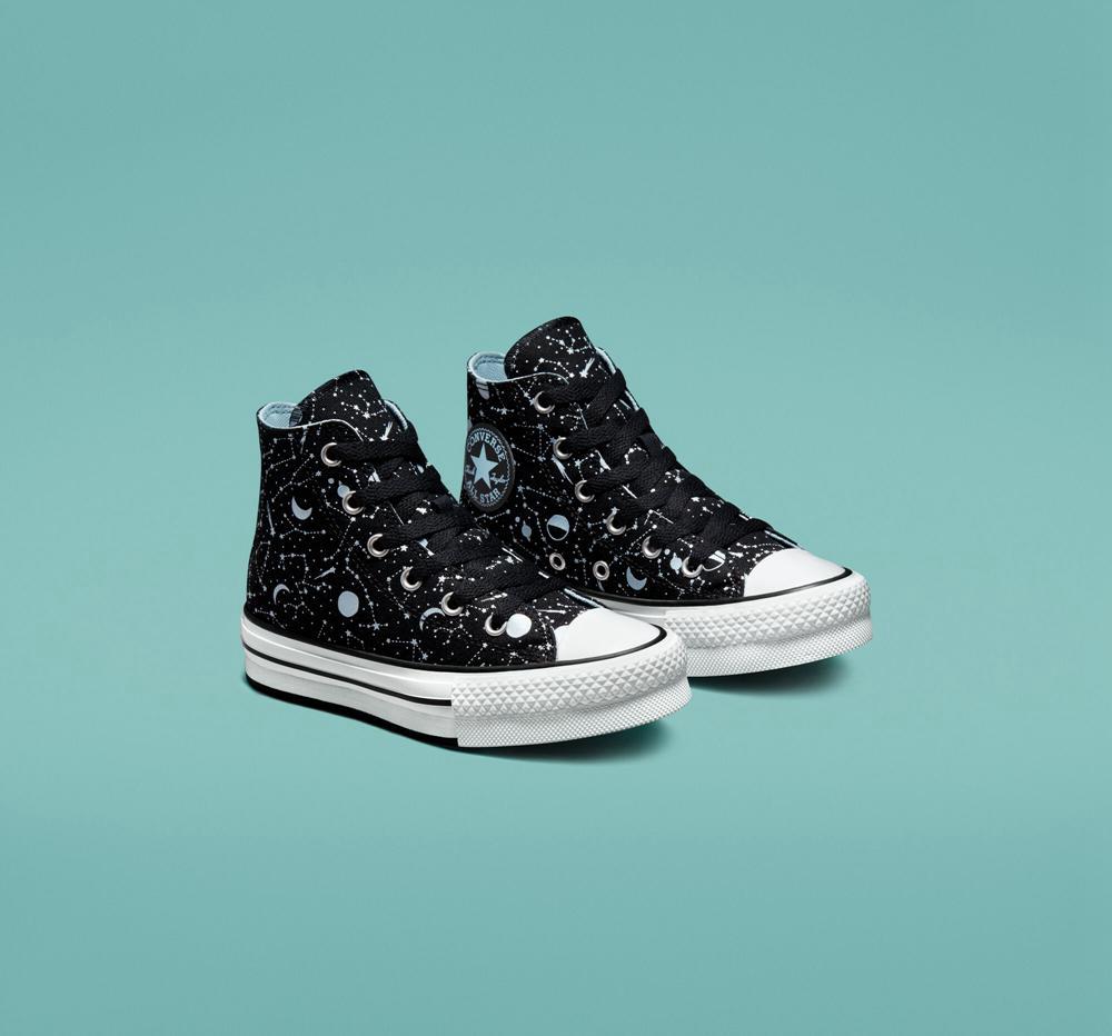 Black / Lt Armory Blue / White Converse Chuck Taylor All Star Eva Lift Platform Constellations Big Kids Girls' High Tops  US |  58740-GQCL