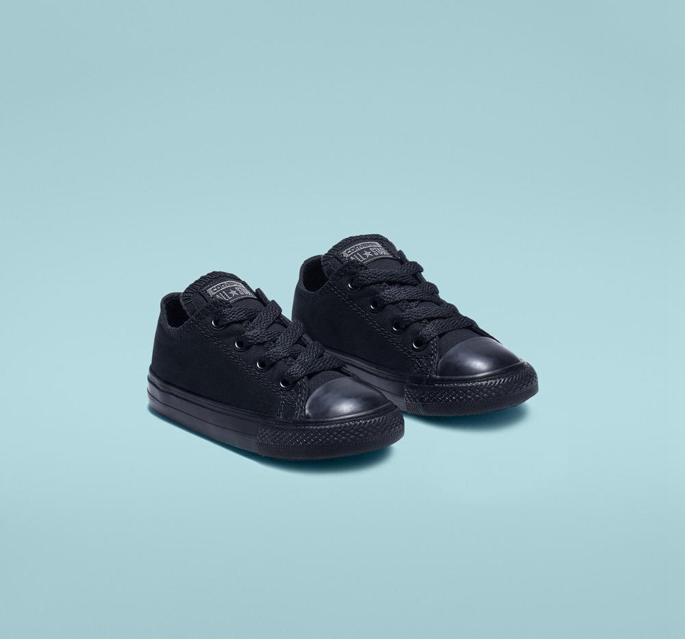 Black Monochrome Converse Chuck Taylor All Star Classic Toddler Girls' Low Tops  US |  06928-IYME