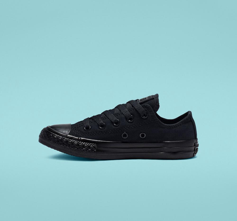 Black Monochrome Converse Chuck Taylor All Star Classic Little Kids Girls' Low Tops  US |  43179-JINL