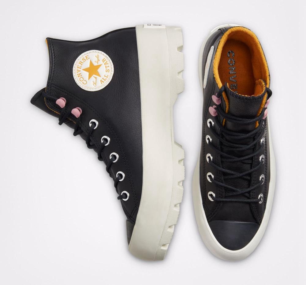 Black / Saffron Yellow / Egret Converse Chuck Taylor All Star Lugged Winter High Top Women's Platform Shoes  US |  06289-RVEJ