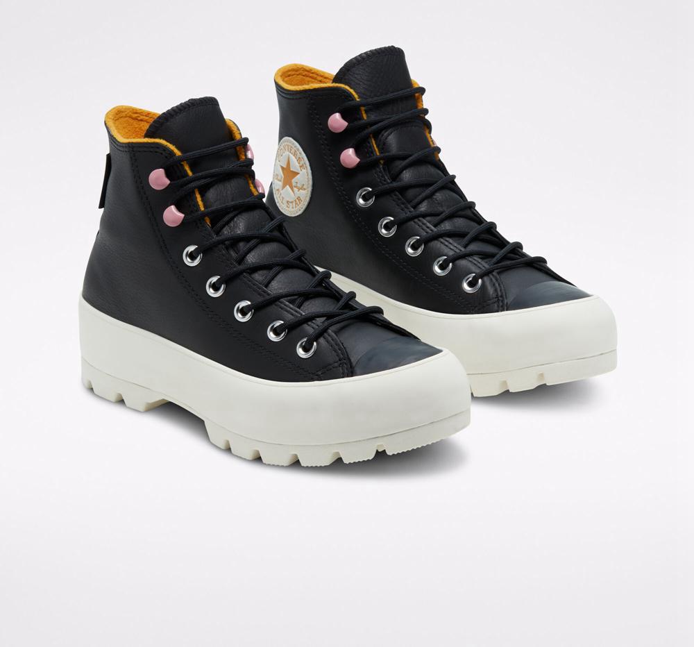 Black / Saffron Yellow / Egret Converse Chuck Taylor All Star Lugged Winter Women's Boots  US |  79865-XQRK