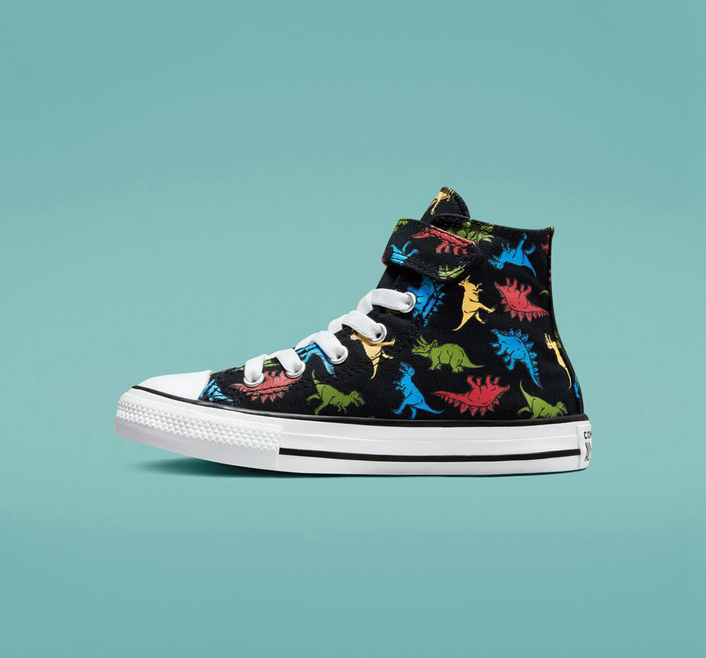 Black / Soft Red / Baltic Blue Converse Chuck Taylor All Star Easy On Dinosaurs Little Kids Girls' High Tops  US |  92765-ALIV