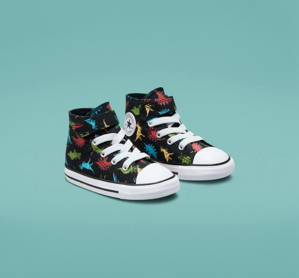 Black / Soft Red / Baltic Blue Converse Chuck Taylor All Star Easy On Dinosaurs Toddler Girls' High Tops  US |  94506-TGRK