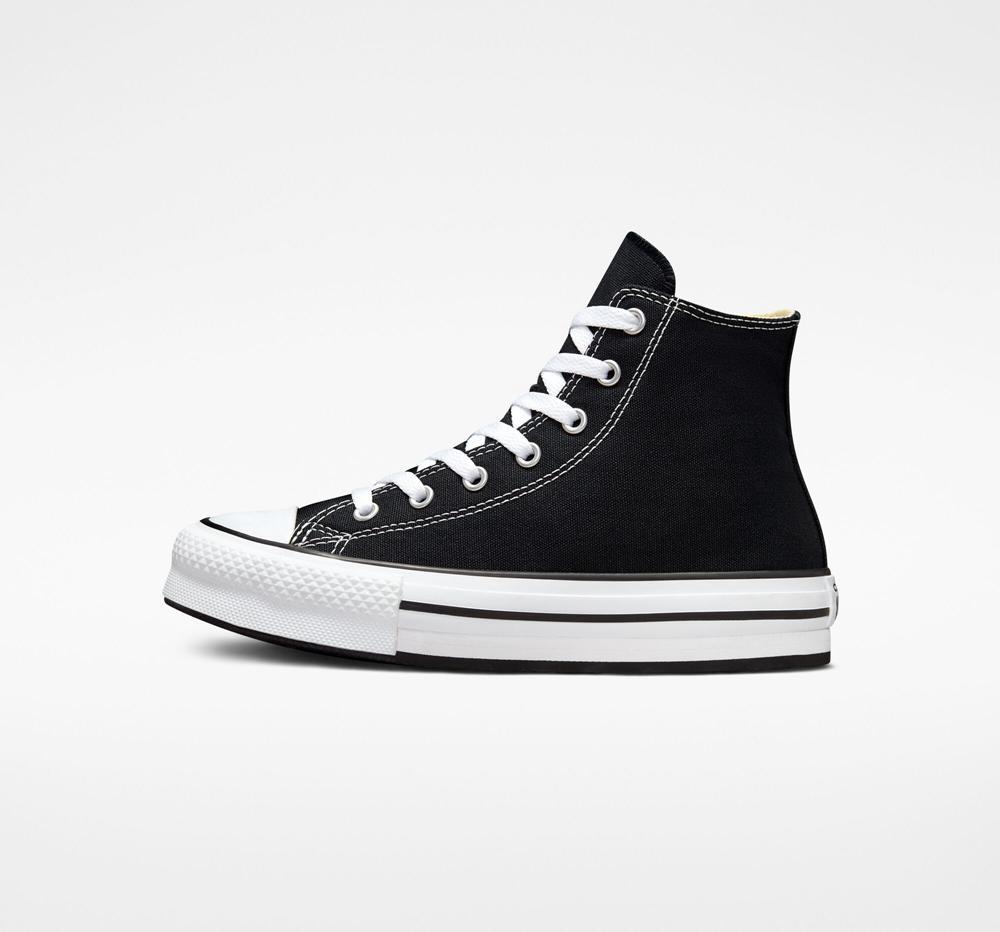 Black / White / Black Converse Chuck Taylor All Star Lift Platform Big Kids Girls' High Tops  US |  52497-ABNO