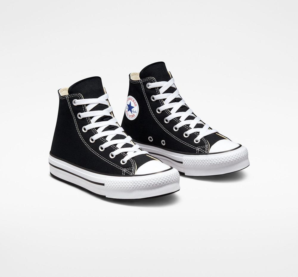 Black / White / Black Converse Chuck Taylor All Star Lift Platform Big Kids Girls' High Tops  US |  52497-ABNO